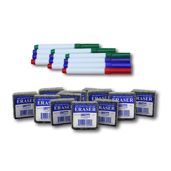 Flipside Products Student Erasers and Colored Pens, PK12 19273